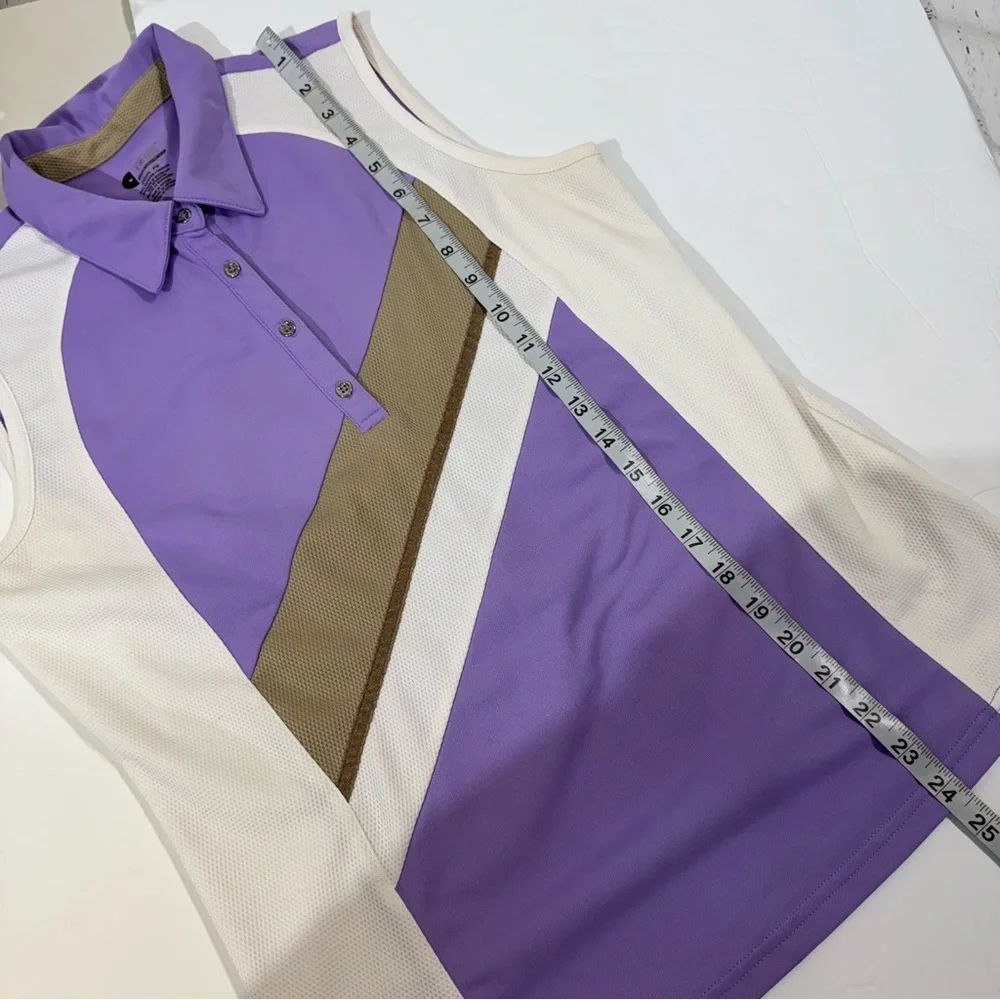 Izod XFG Cool FX Lavender, White and Beige Golf Polo Tank Top Medium